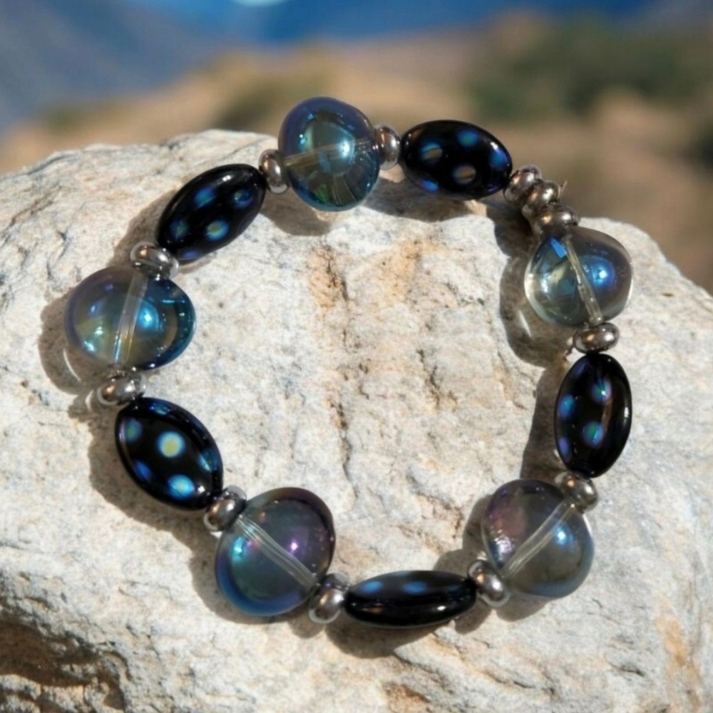 Blue Polka Dot Stretch Bracelet
